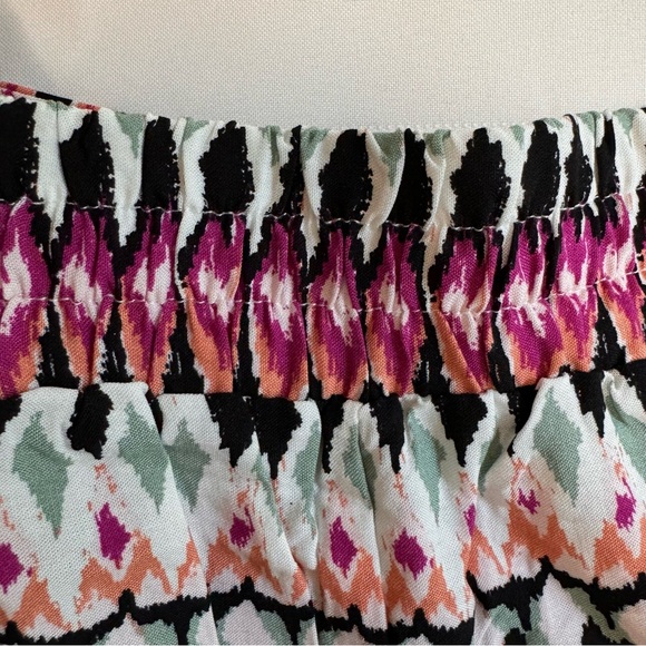 Wildfox Geo Print Pull-On Shorts Front Patch Pockets Orange Multi L - Picture 8 of 13